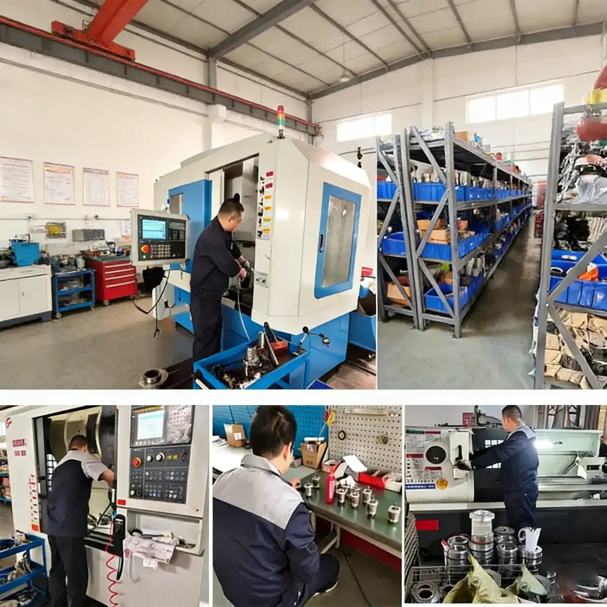 Gearbox machining and inspection workshop with CNC equipment
